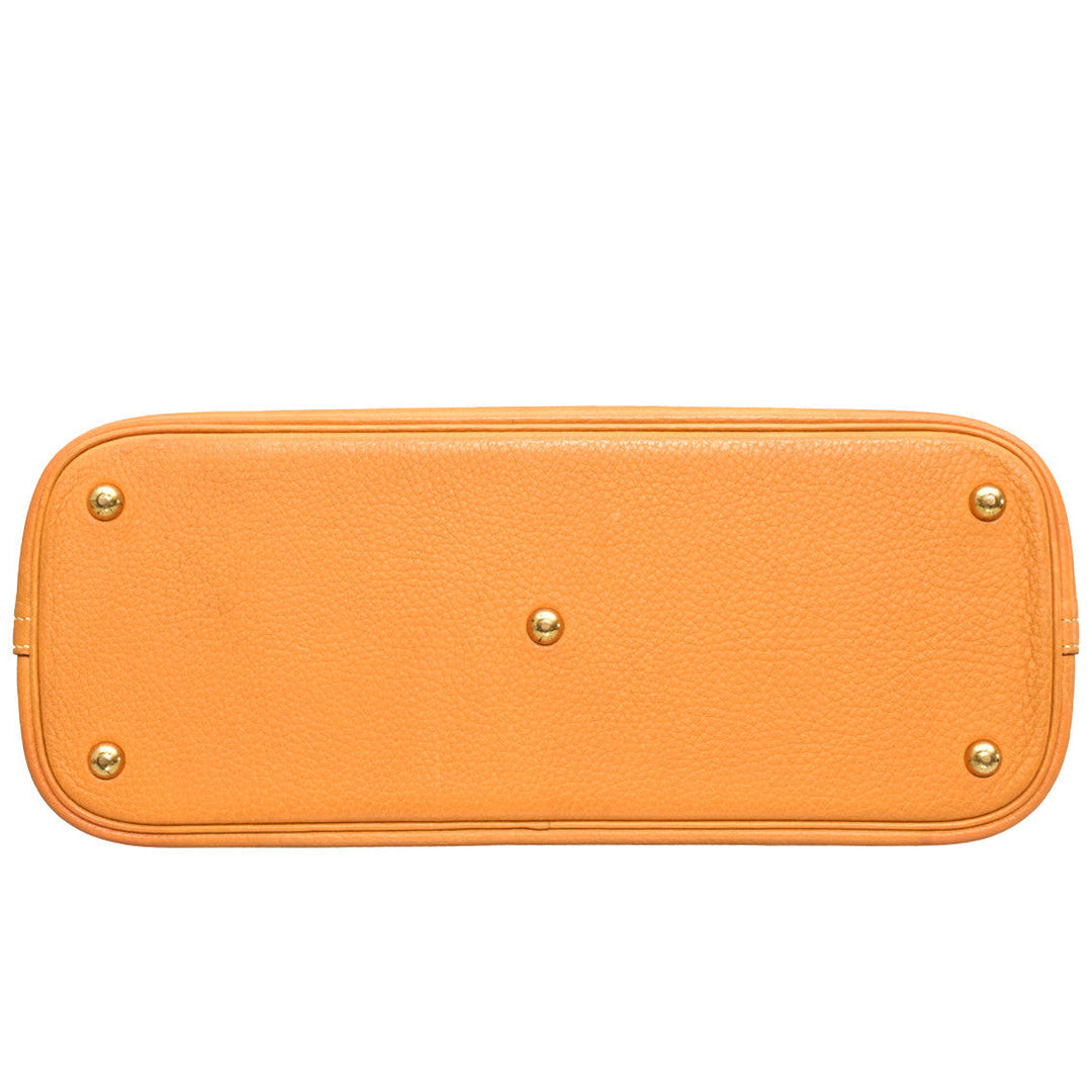 Tan Leather Bolide Bag With Shoulder Strap
