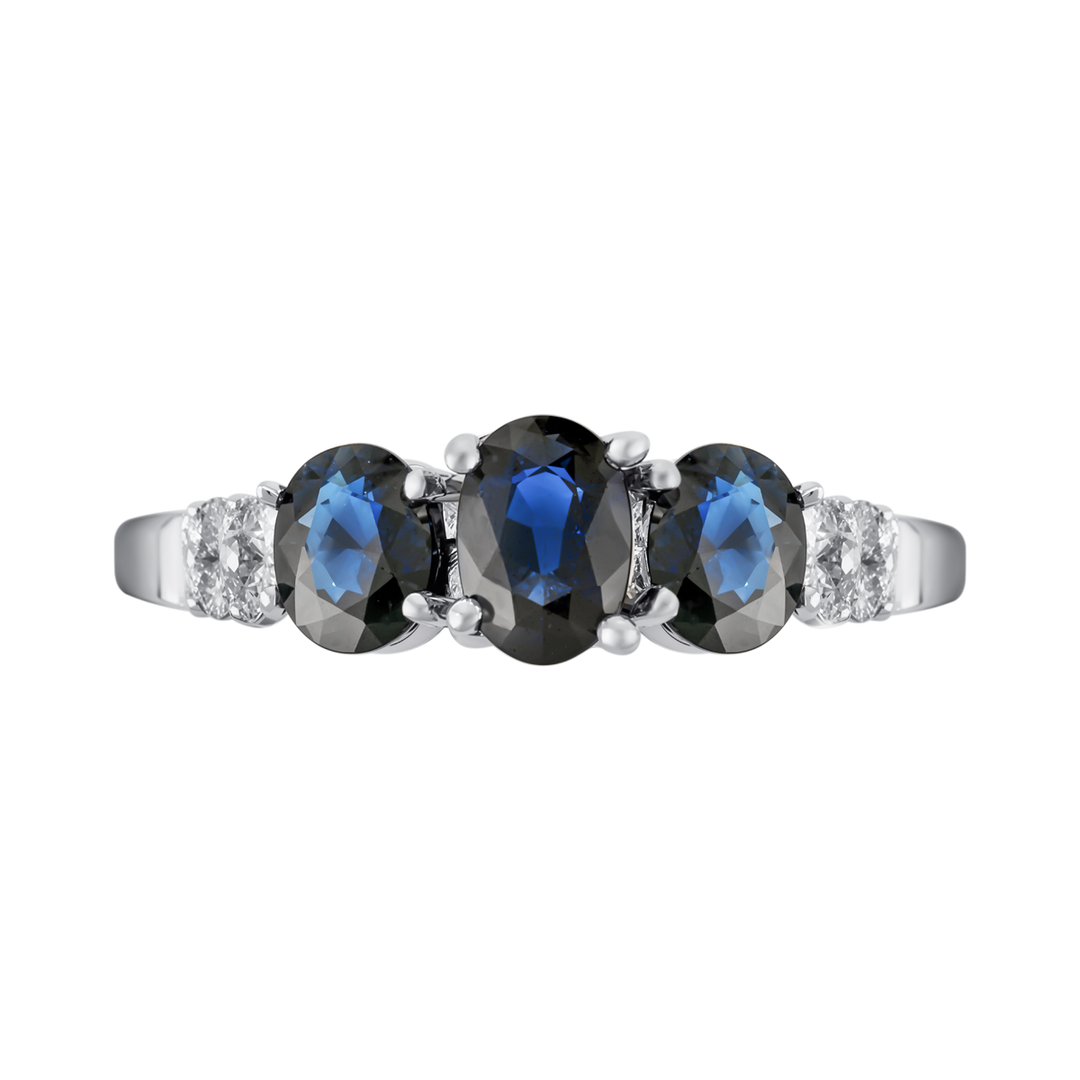 10KT WG ESTATE SAPPHIRE DIAMOND RING