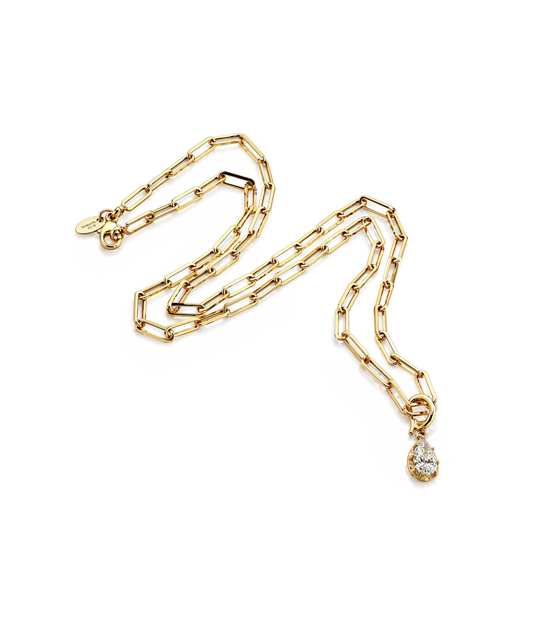 10-14kt Lab Grown Pear Shape Diamond Necklace
