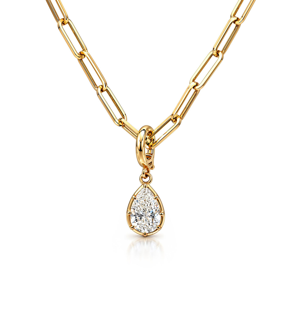 10-14kt Lab Grown Pear Shape Diamond Necklace