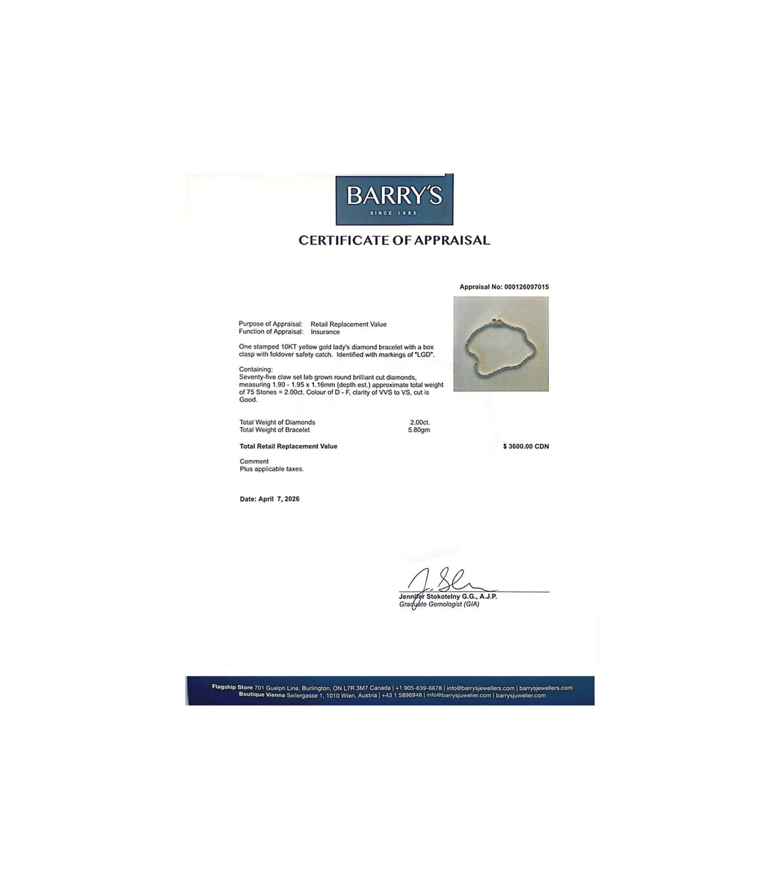 10kt Lab Grown Diamond Tennis Bracelet