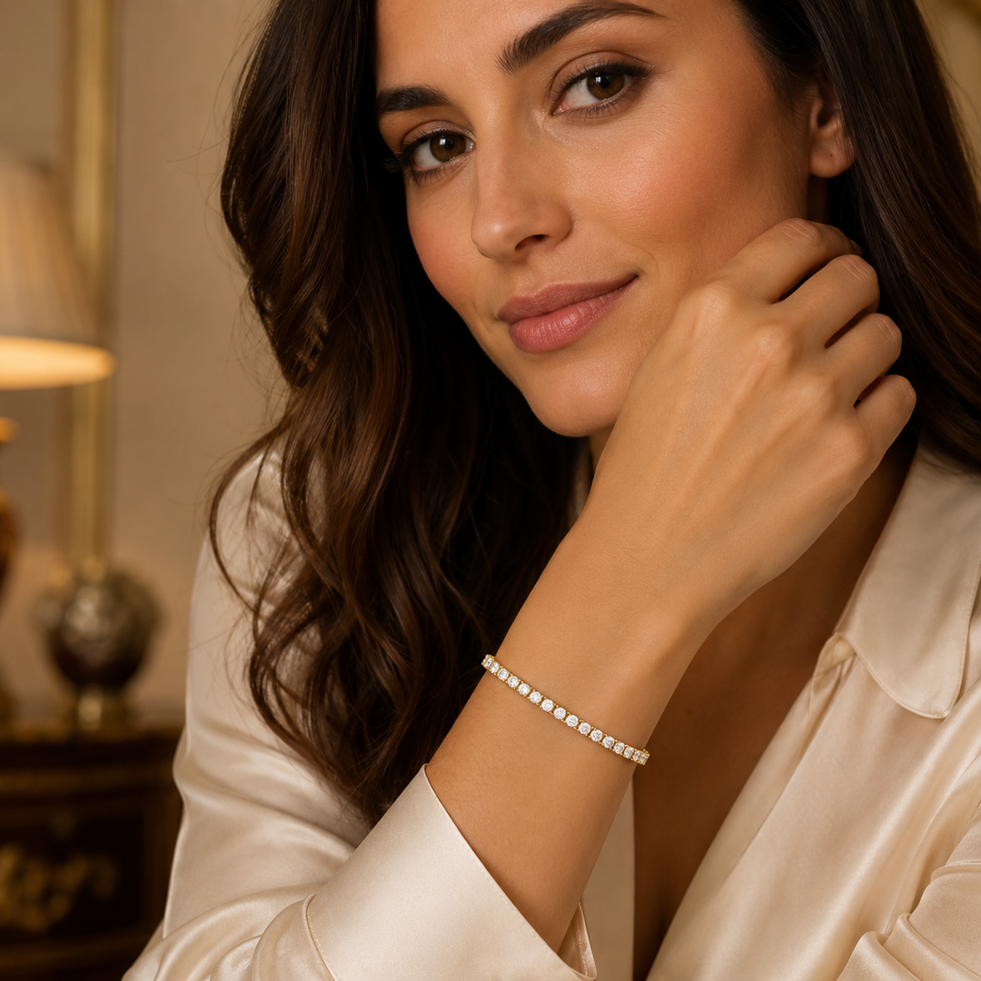 10kt White Gold Lab Grown Diamond Tennis Bracelet