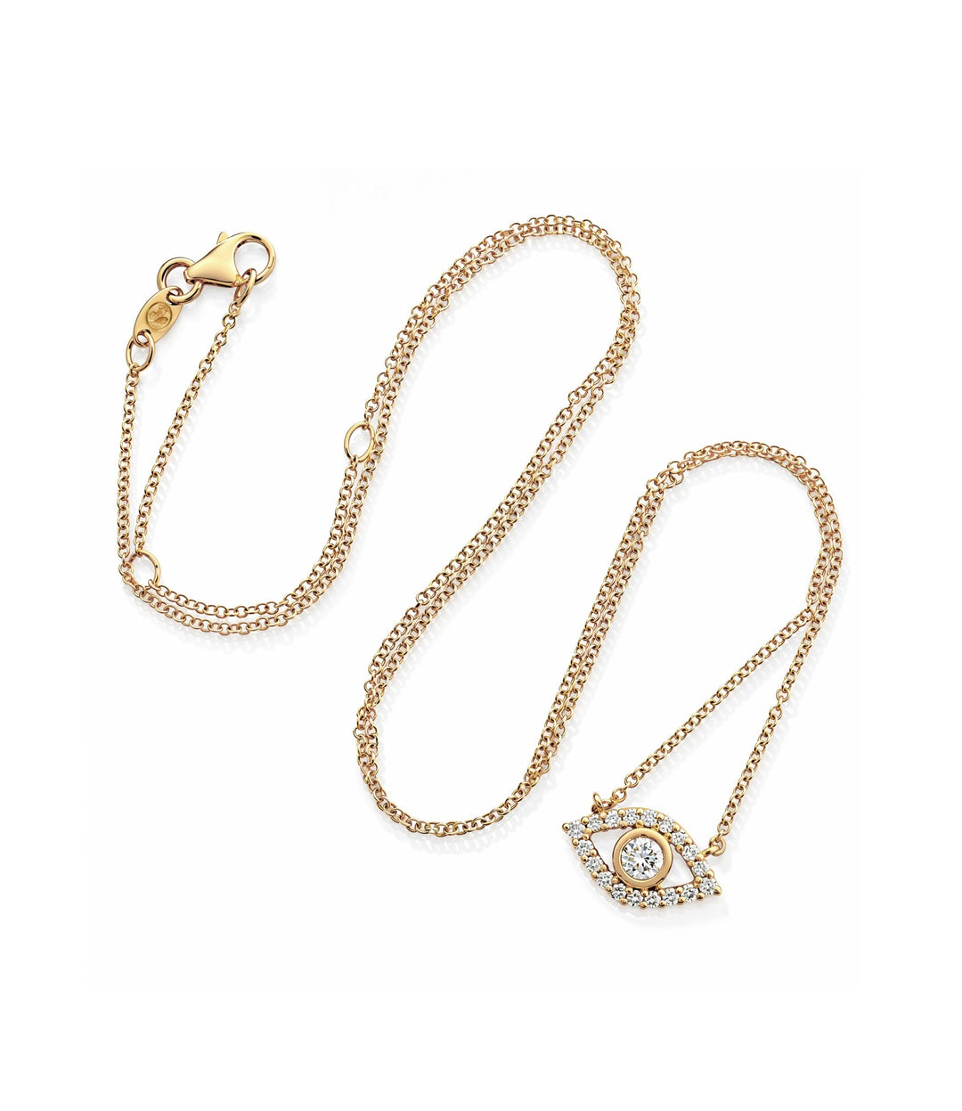 10kt Yellow Gold Diamond  Evil Eye Necklace