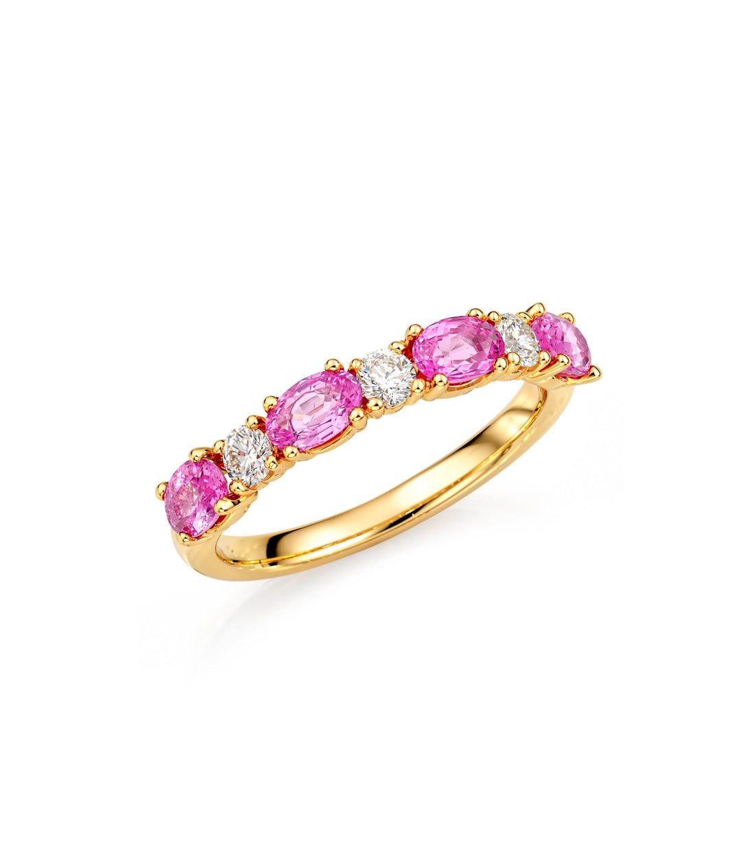 10kt Yellow Gold Pink Sapphire Maple Leaf Diamond Ring