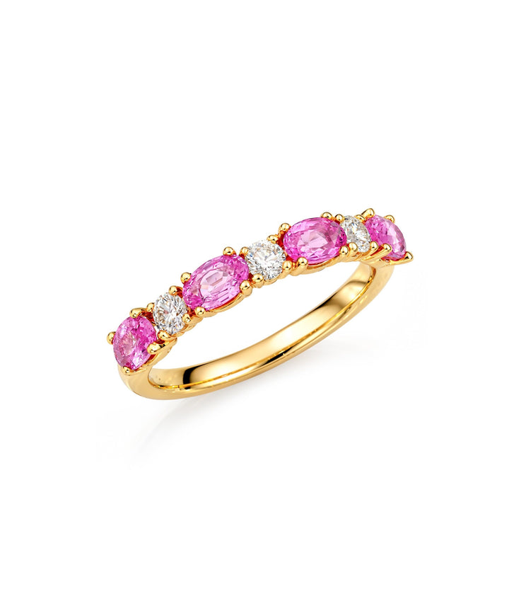 10kt Yellow Gold Pink Sapphire Maple Leaf Diamond Ring
