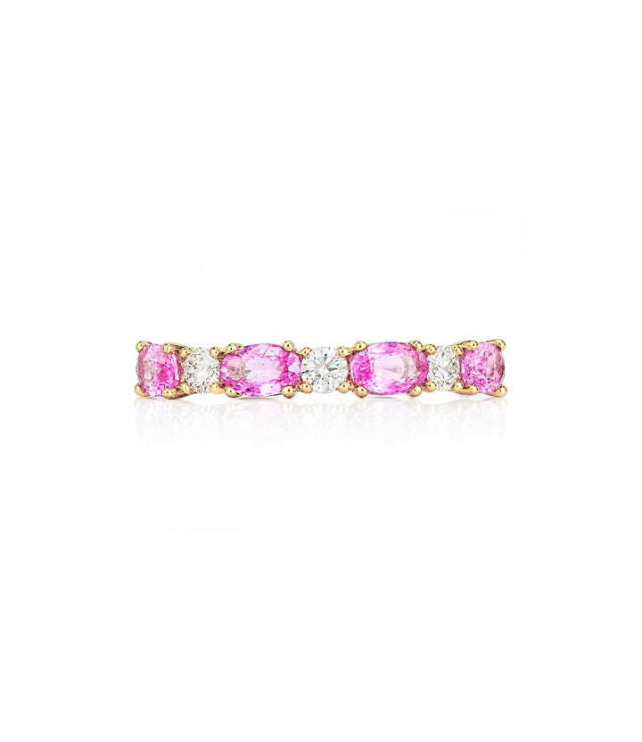10kt Yellow Gold Pink Sapphire Maple Leaf Diamond Ring