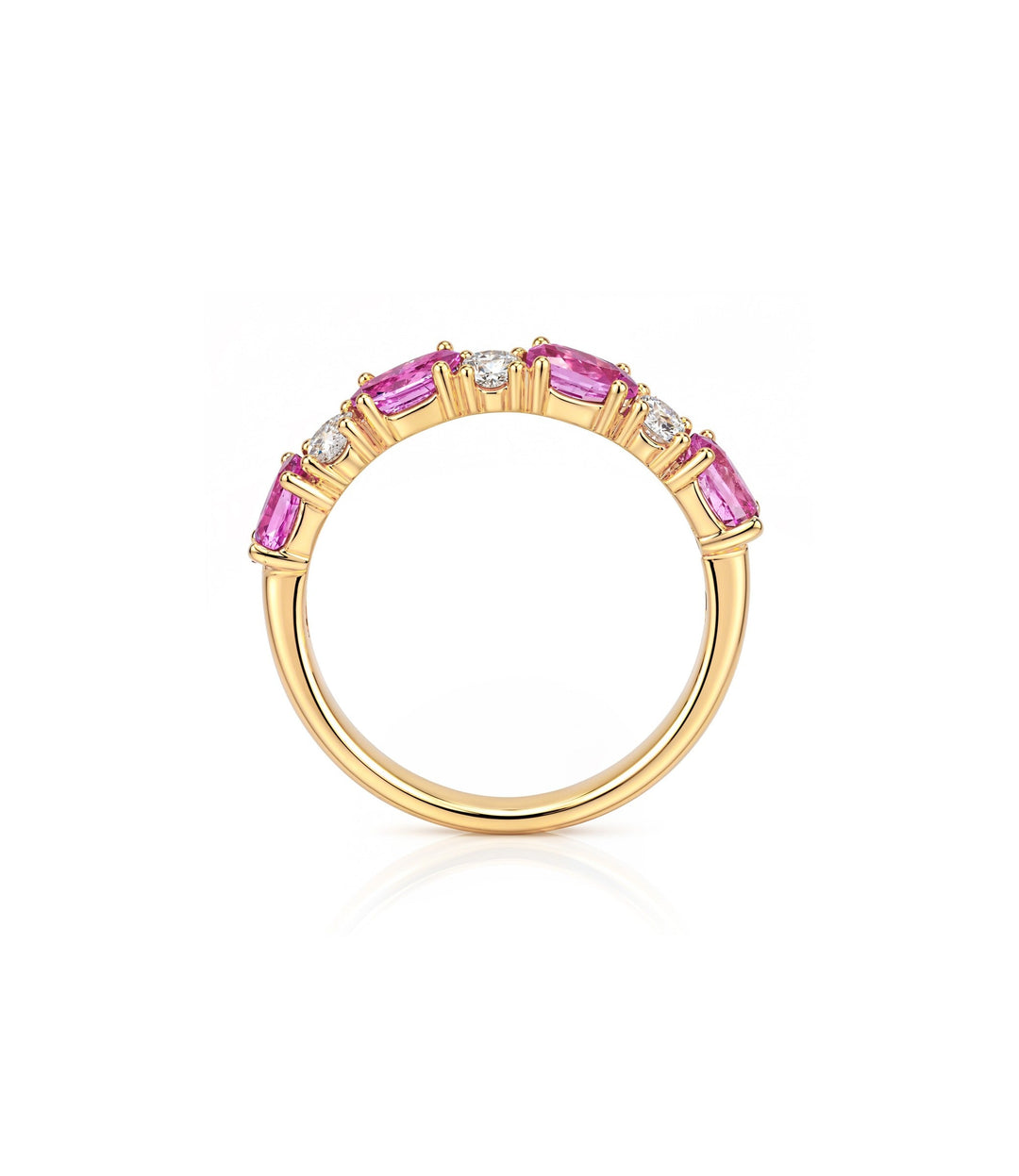 10kt Yellow Gold Pink Sapphire Maple Leaf Diamond Ring