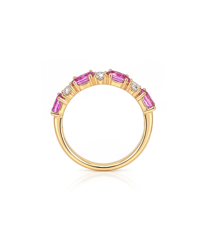 10kt Yellow Gold Pink Sapphire Maple Leaf Diamond Ring