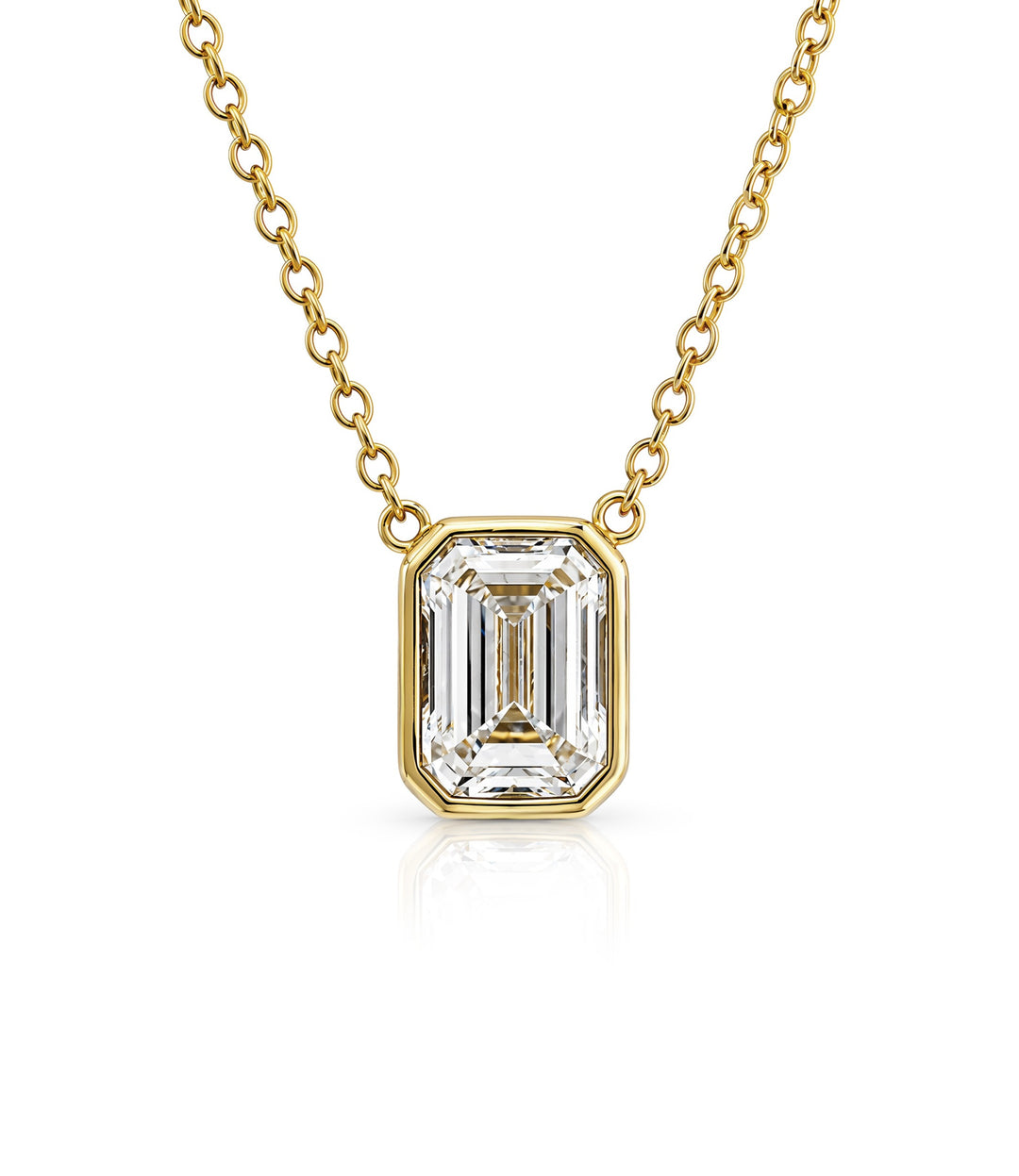 14kt Emerald Cut Lab Grown Diamond Necklace