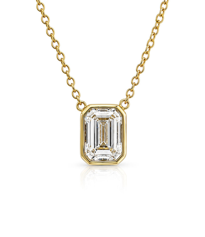 14kt Emerald Cut Lab Grown Diamond Necklace