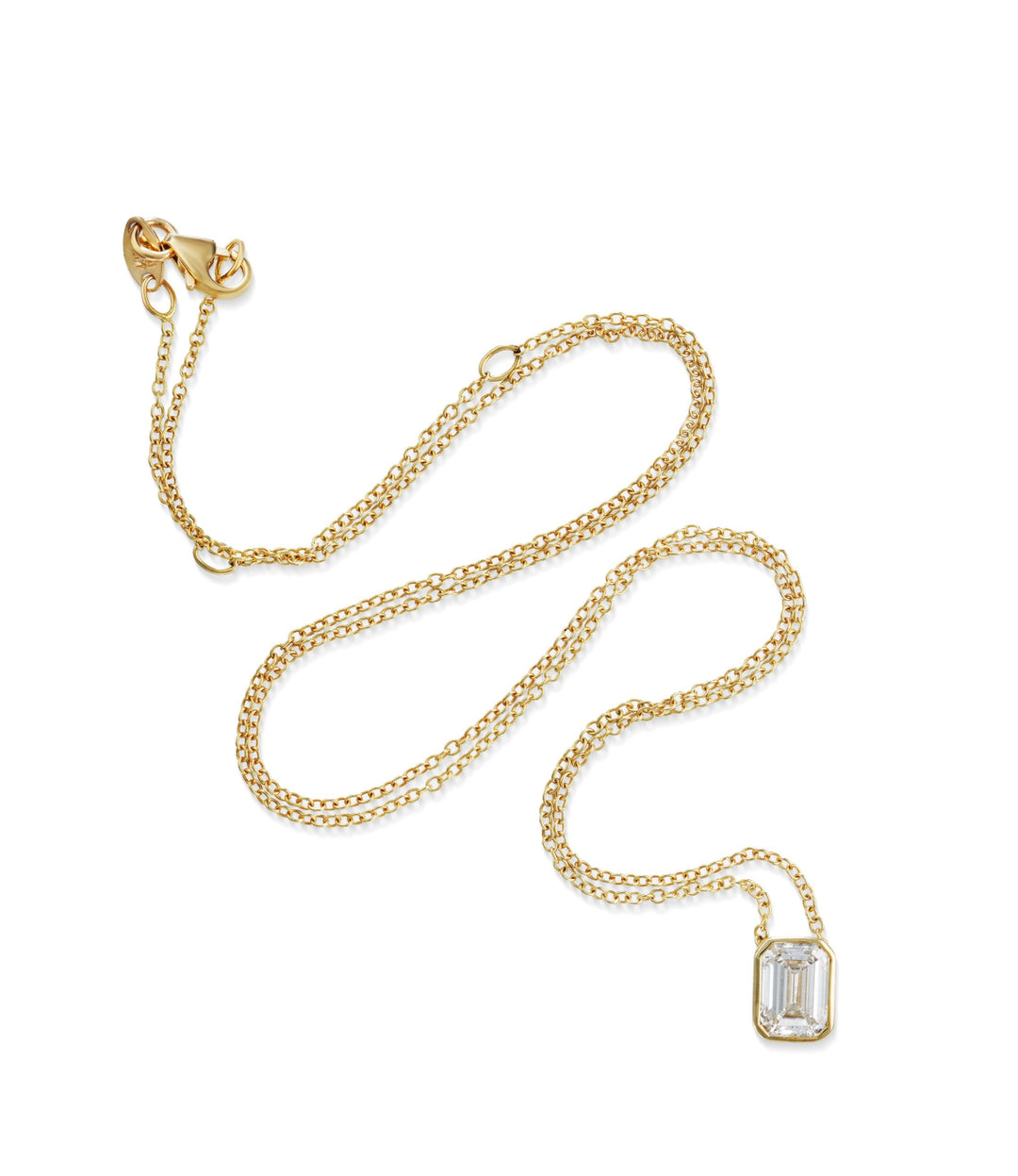 14kt Emerald Cut Lab Grown Diamond Necklace