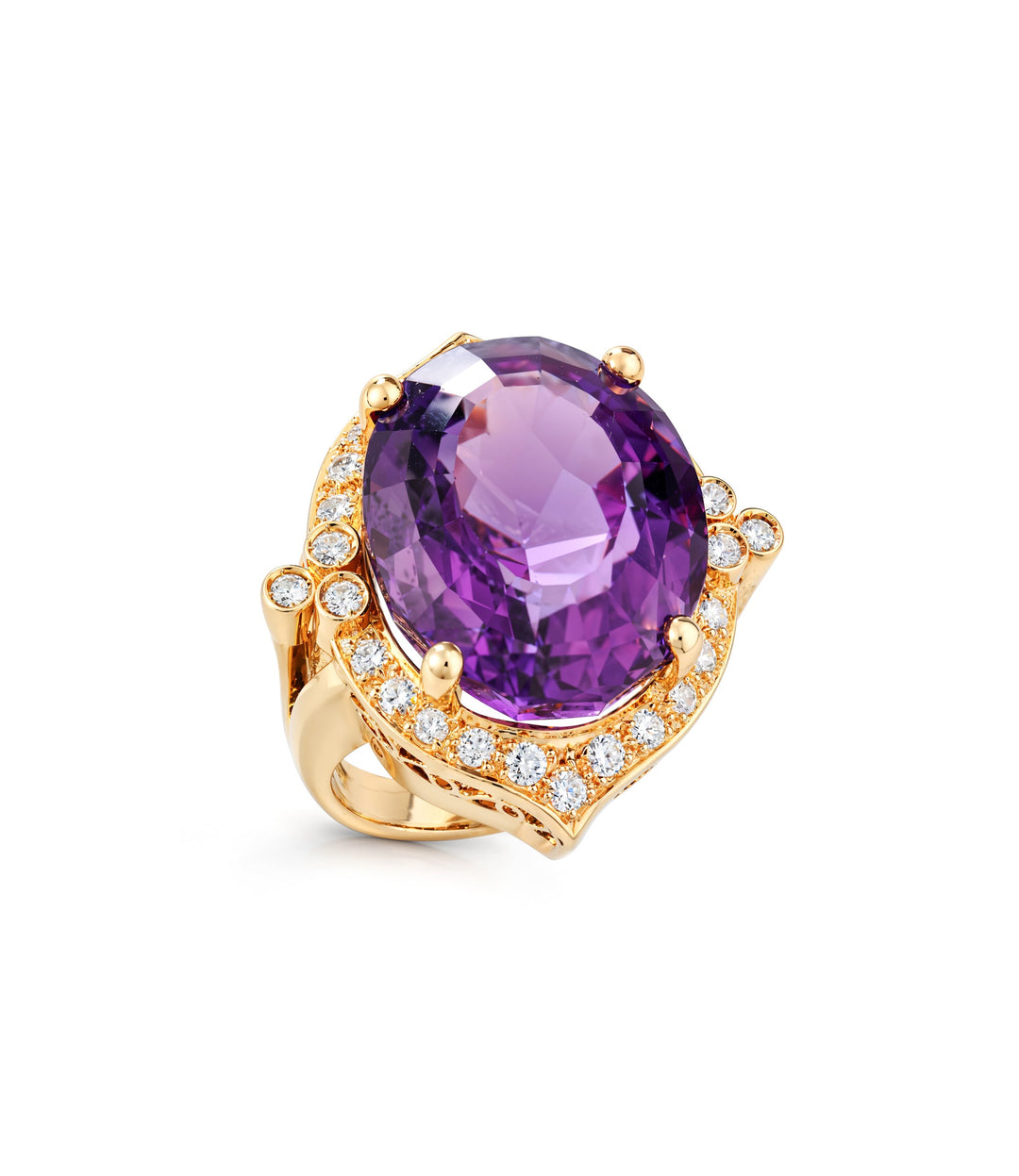 14kt Estate Amethyst Diamond Ring