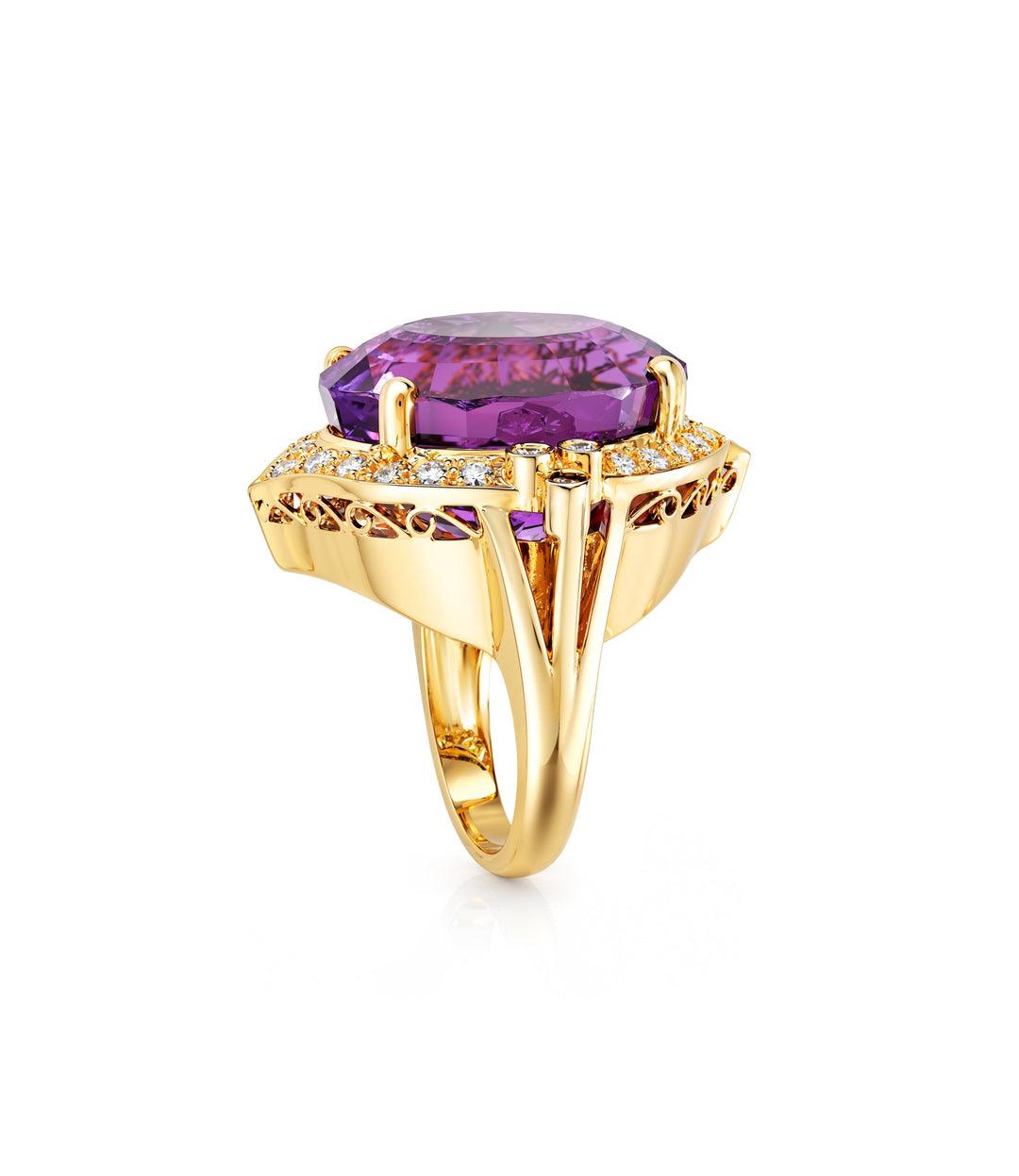 14kt Estate Amethyst Diamond Ring