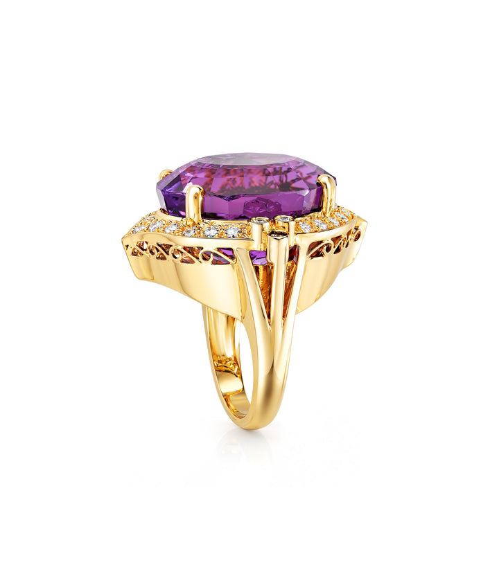 14kt Estate Amethyst Diamond Ring