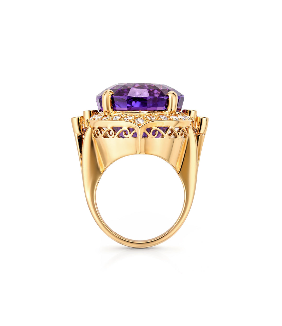 14kt Estate Amethyst Diamond Ring