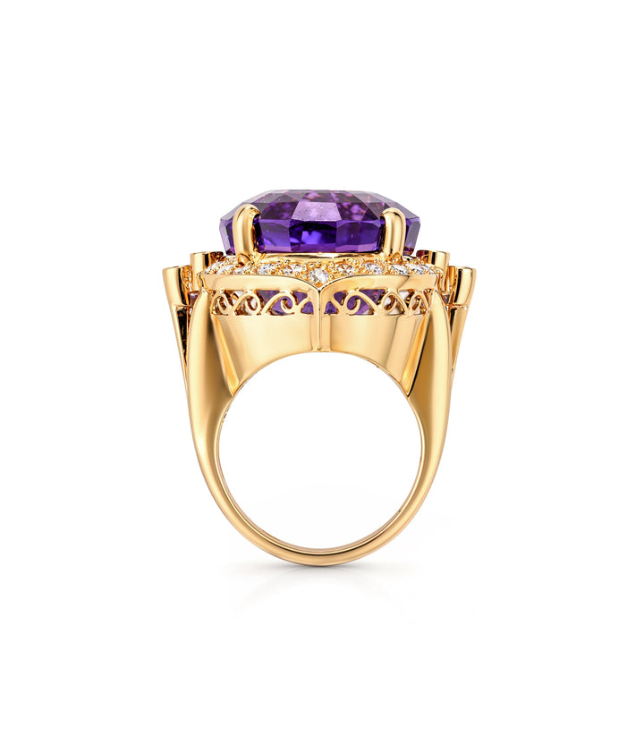 14kt Estate Amethyst Diamond Ring