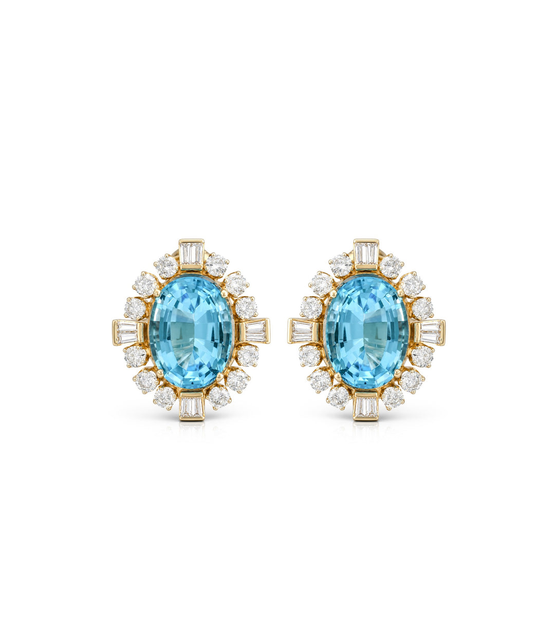 14kt Estate Blue Topaz Diamond Earrings