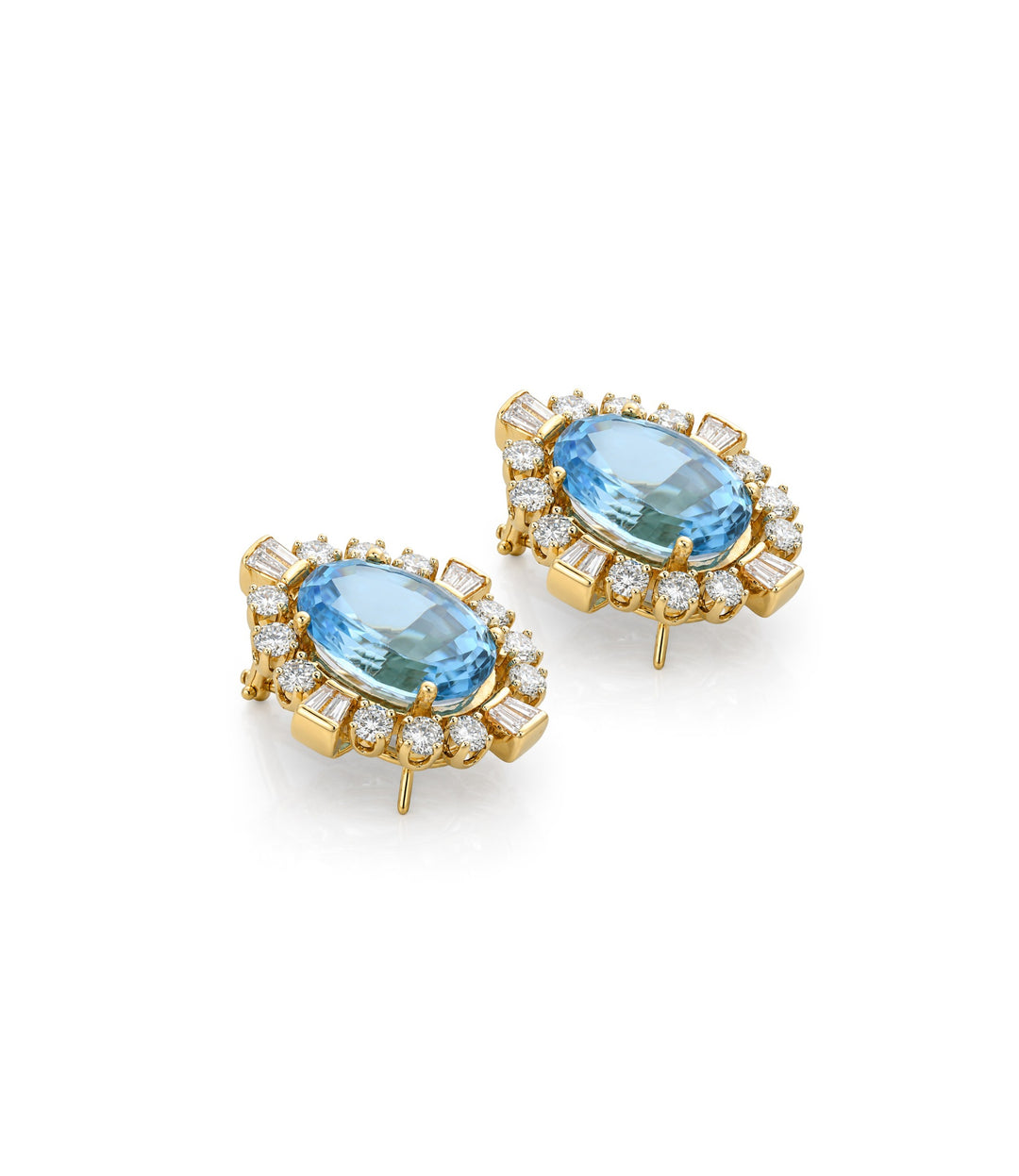 14kt Estate Blue Topaz Diamond Earrings