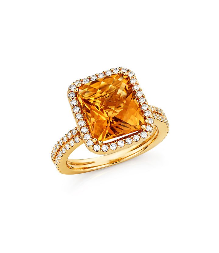 14kt Estate Citrine Diamond Ring