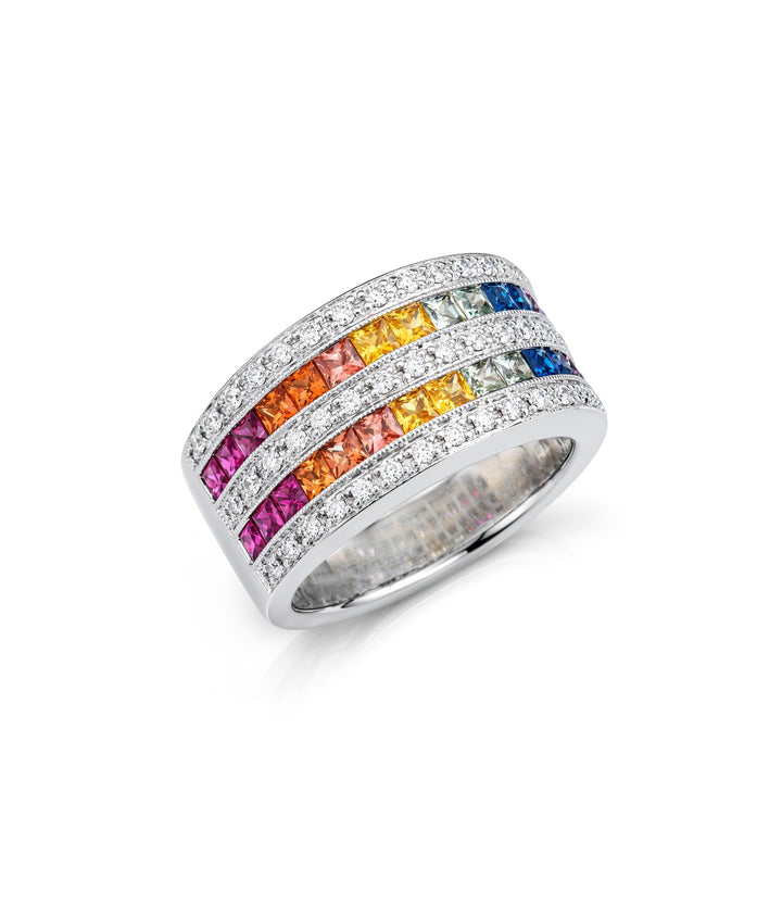 14kt Estate Multi Sapphire Diamond Ring