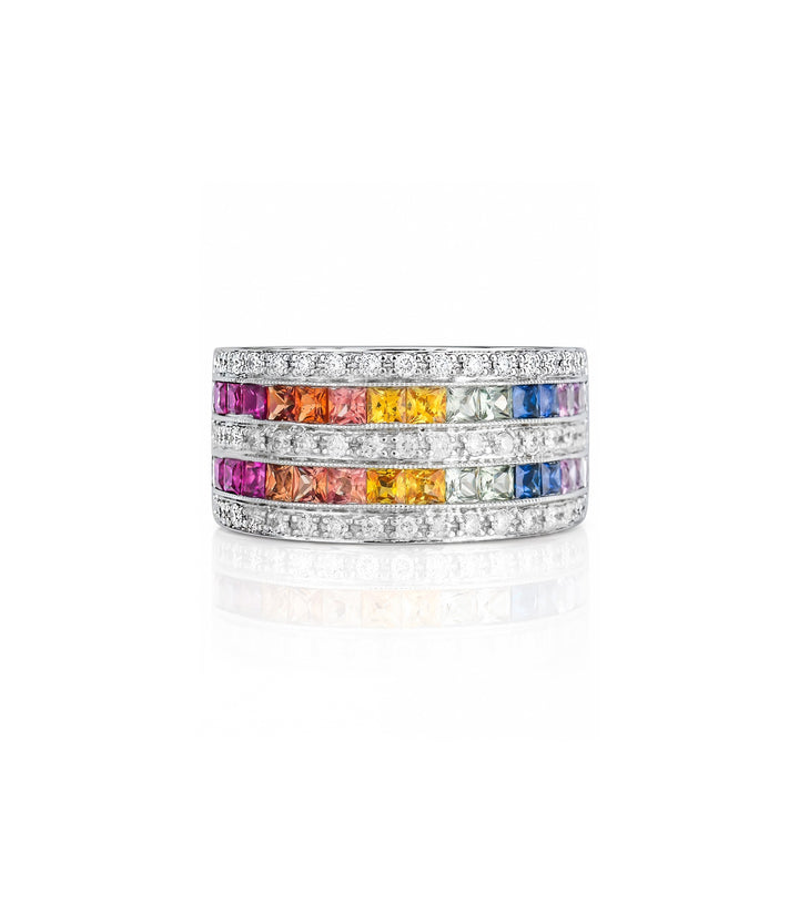 14kt Estate Multi Sapphire Diamond Ring