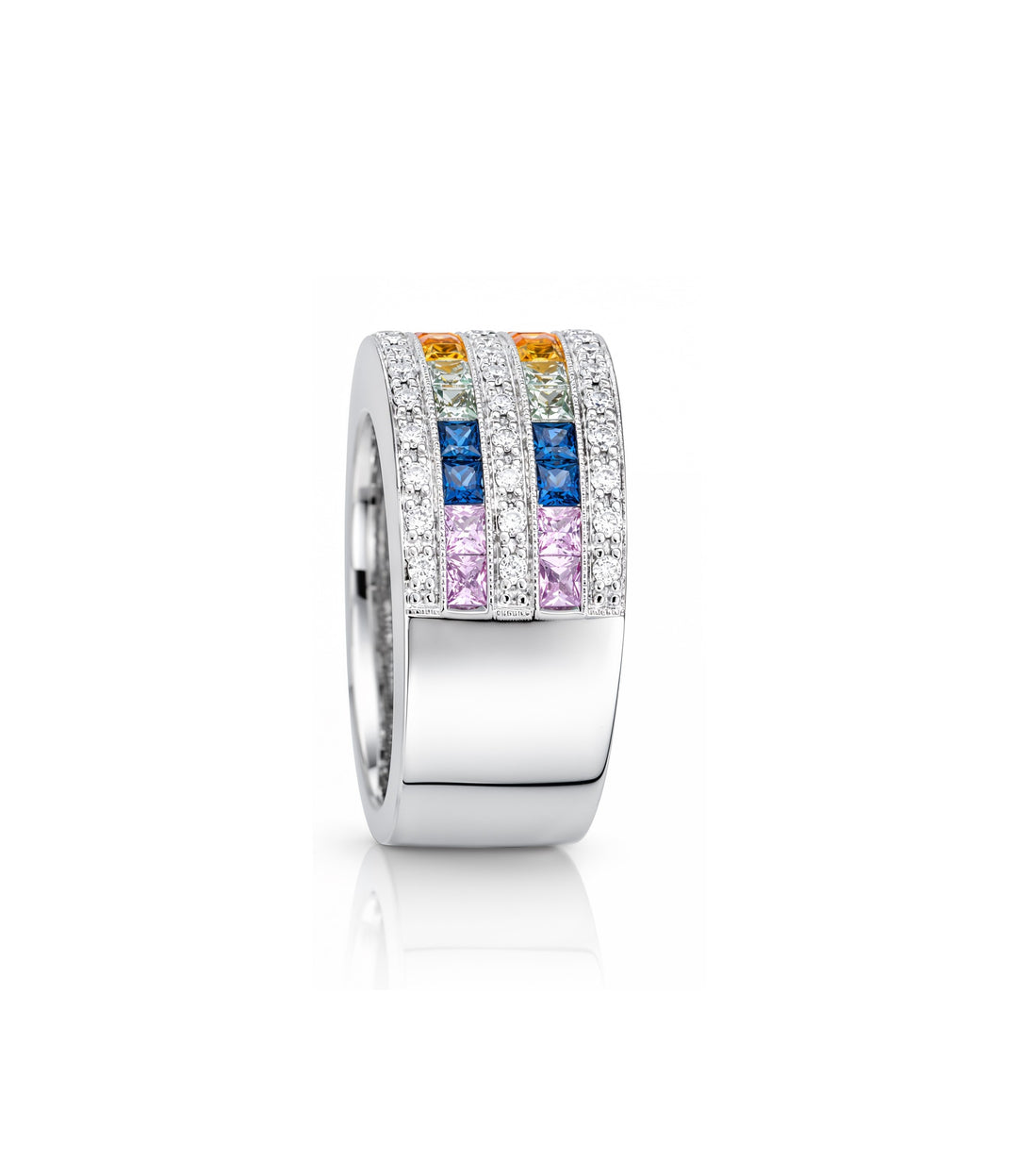 14kt Estate Multi Sapphire Diamond Ring