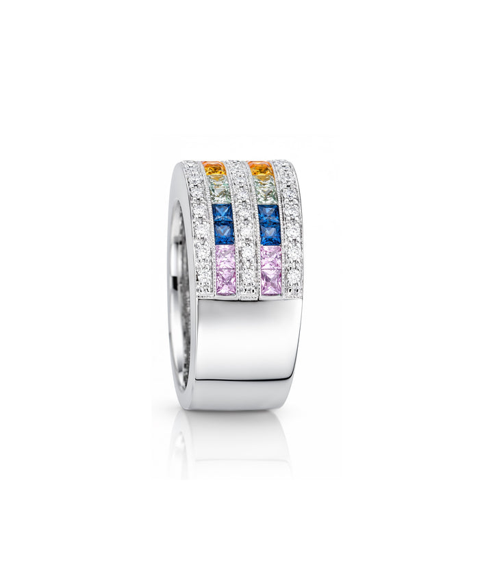 14kt Estate Multi Sapphire Diamond Ring