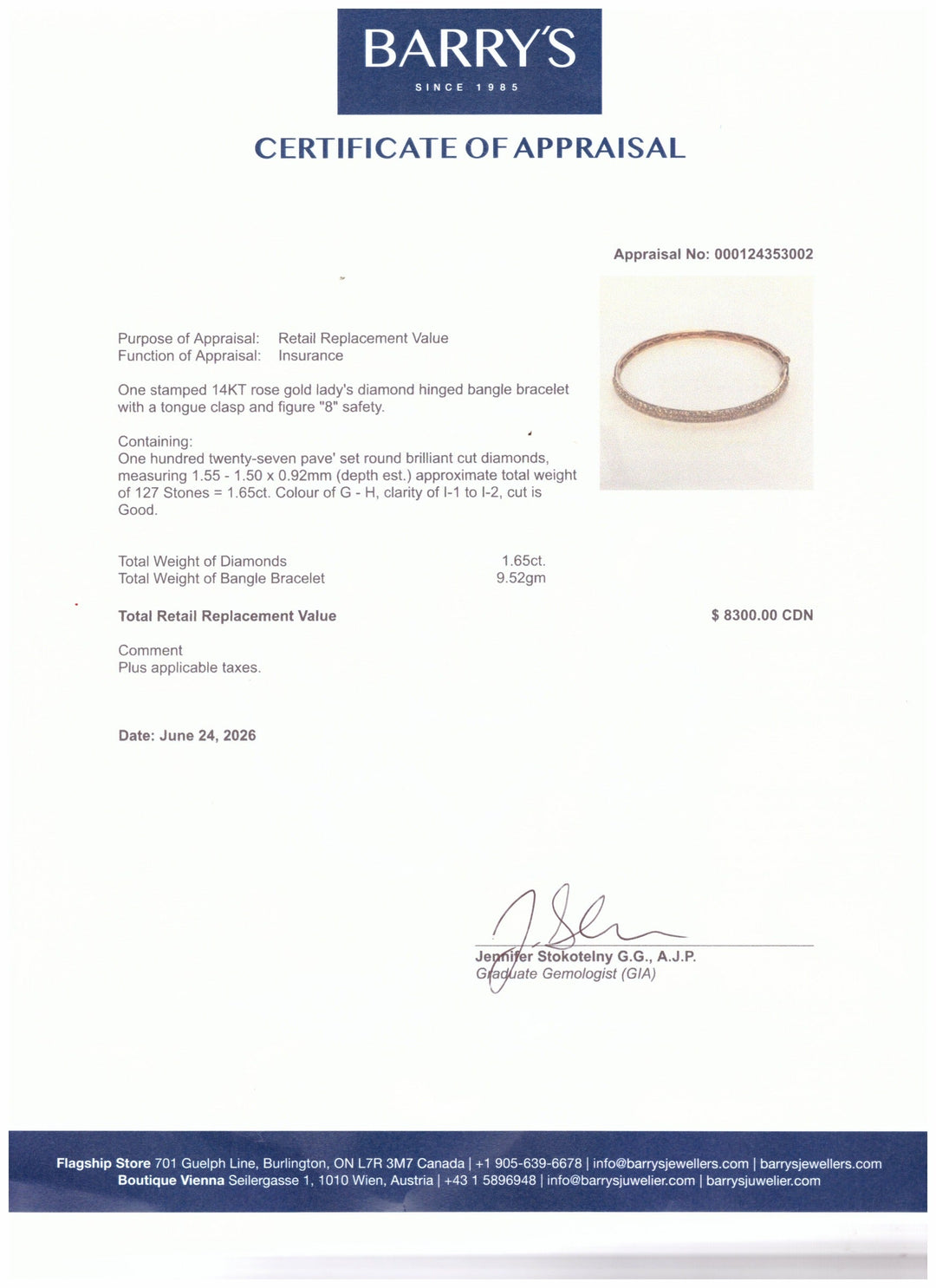 14kt Estate Rose Gold Diamond Bangle