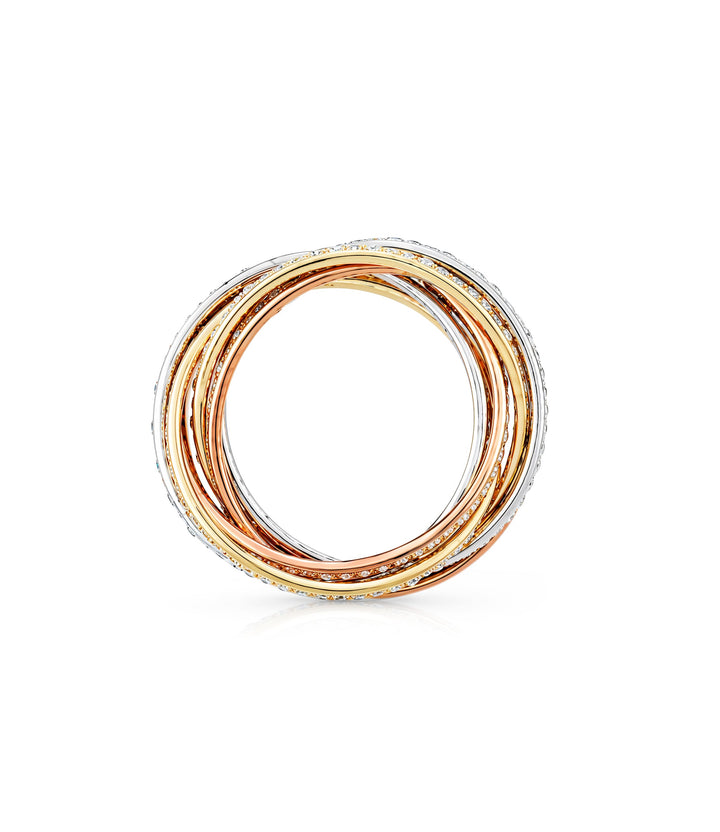 14kt Estate Tri Gold Diamond Rolling Rings