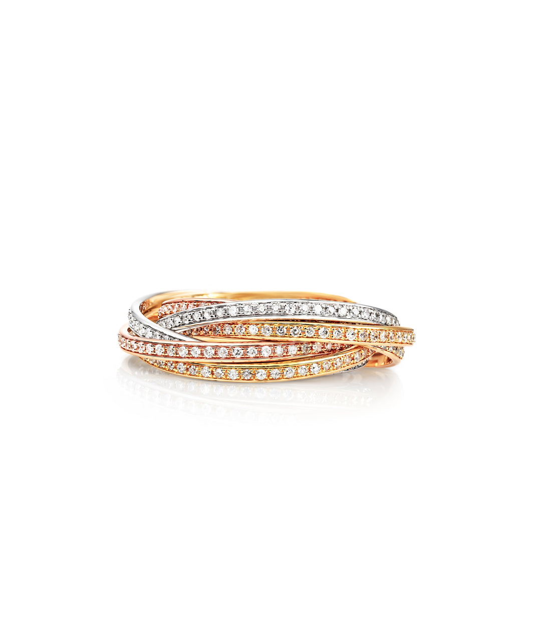 14kt Estate Tri Gold Diamond Rolling Rings
