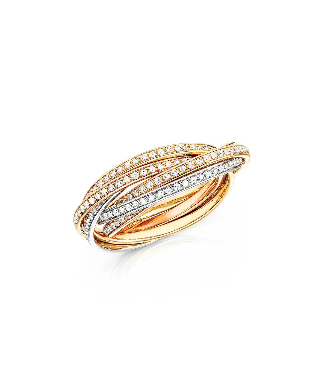 14kt Estate Tri Gold Diamond Rolling Rings
