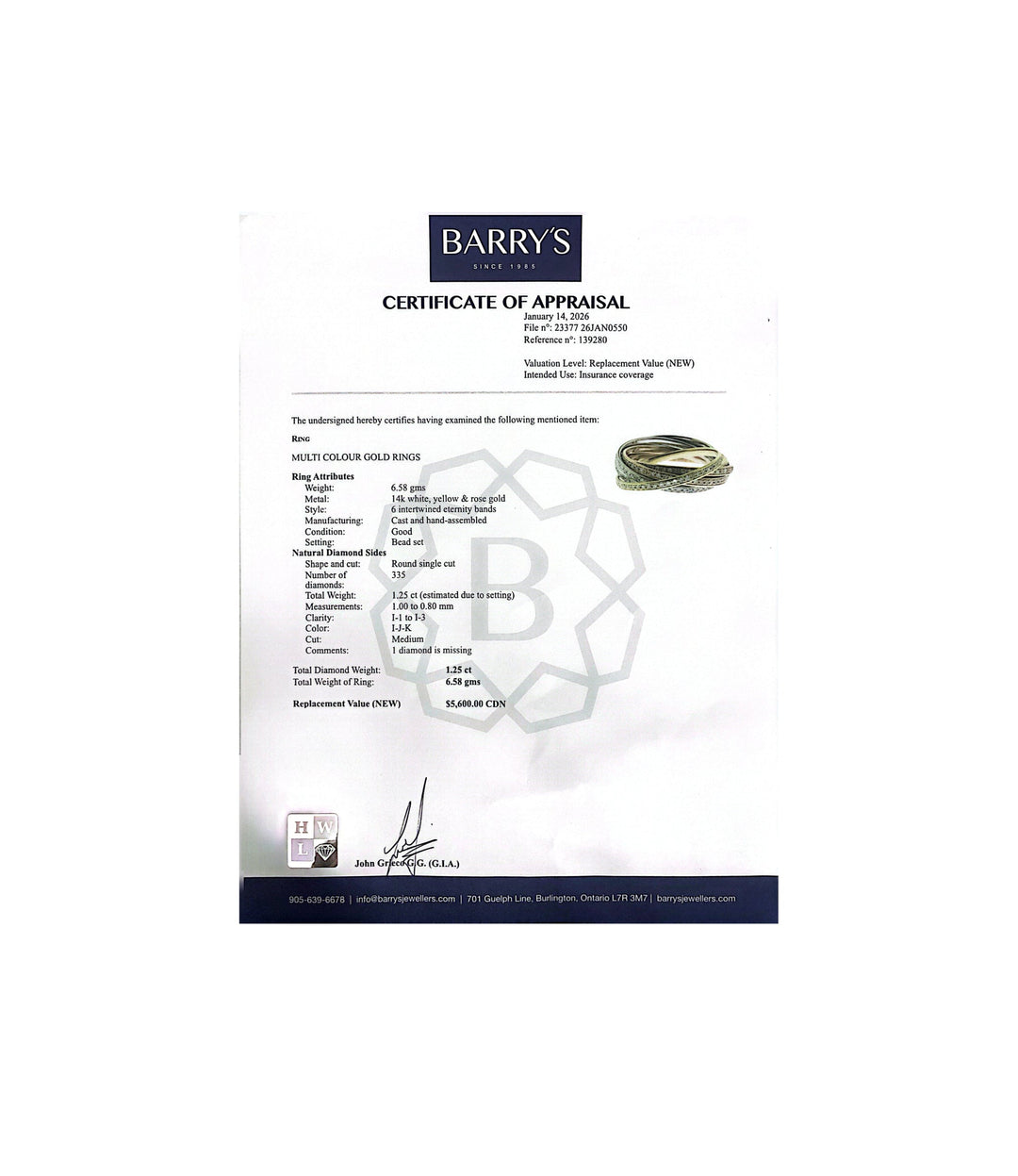 14kt Estate Tri Gold Diamond Rolling Rings