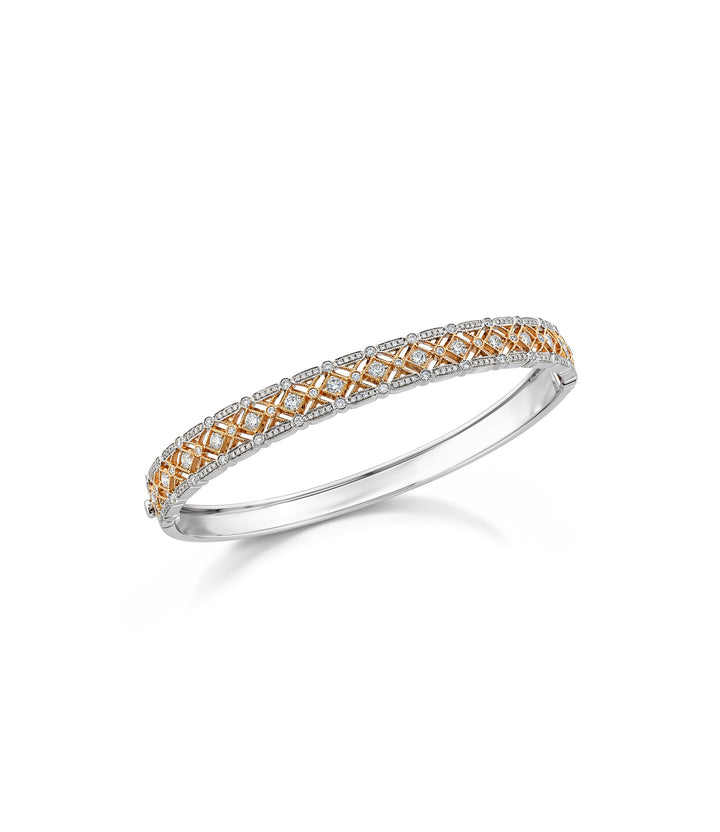 14kt Estate Two Tone Diamond Bangle