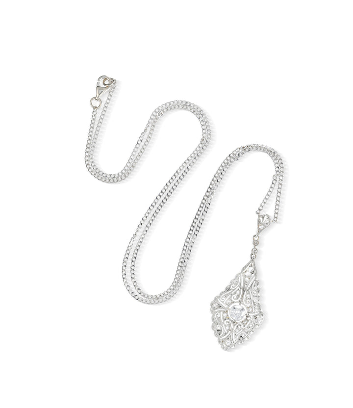 14kt Estate White Gold Diamond Pendant