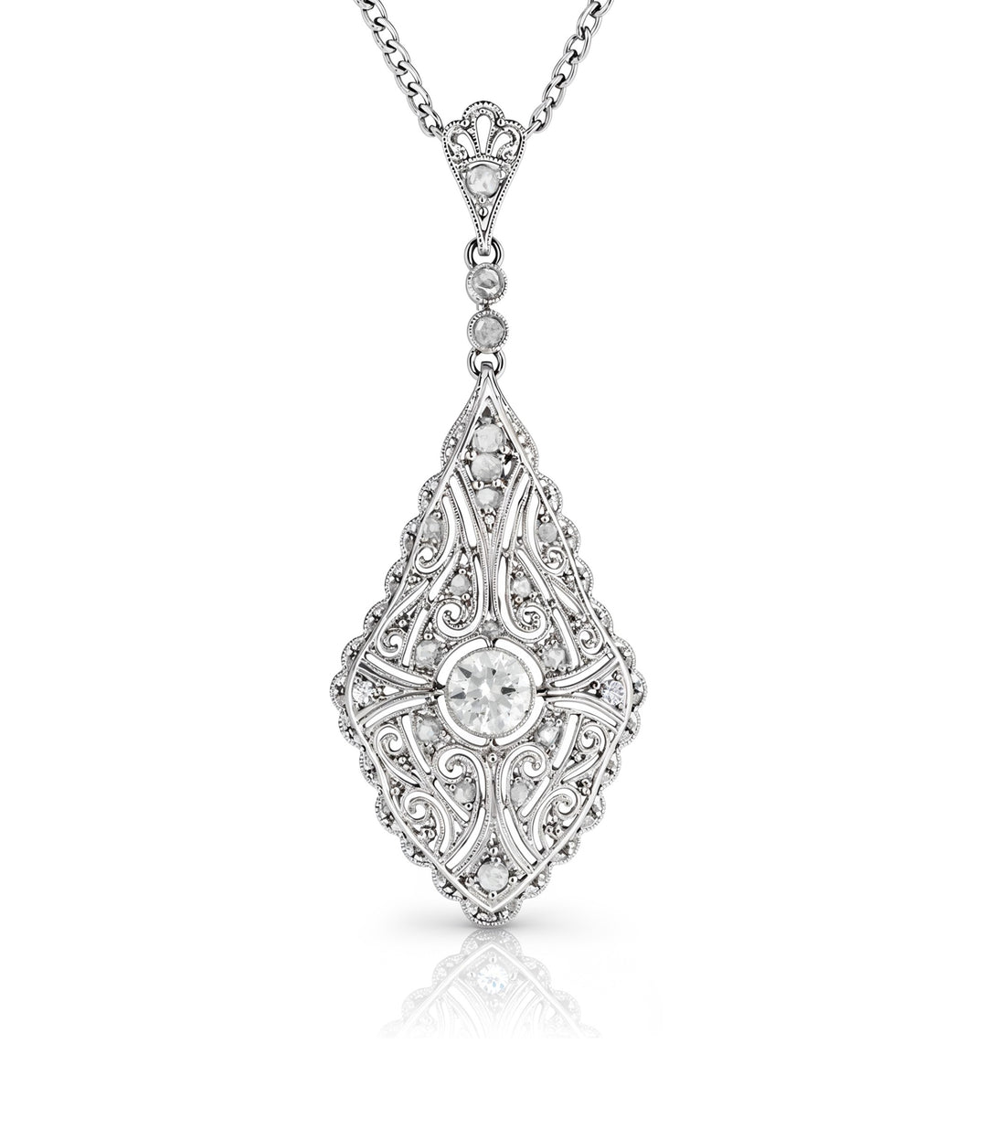 14kt Estate White Gold Diamond Pendant