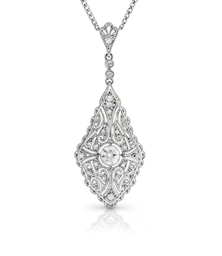 14kt Estate White Gold Diamond Pendant