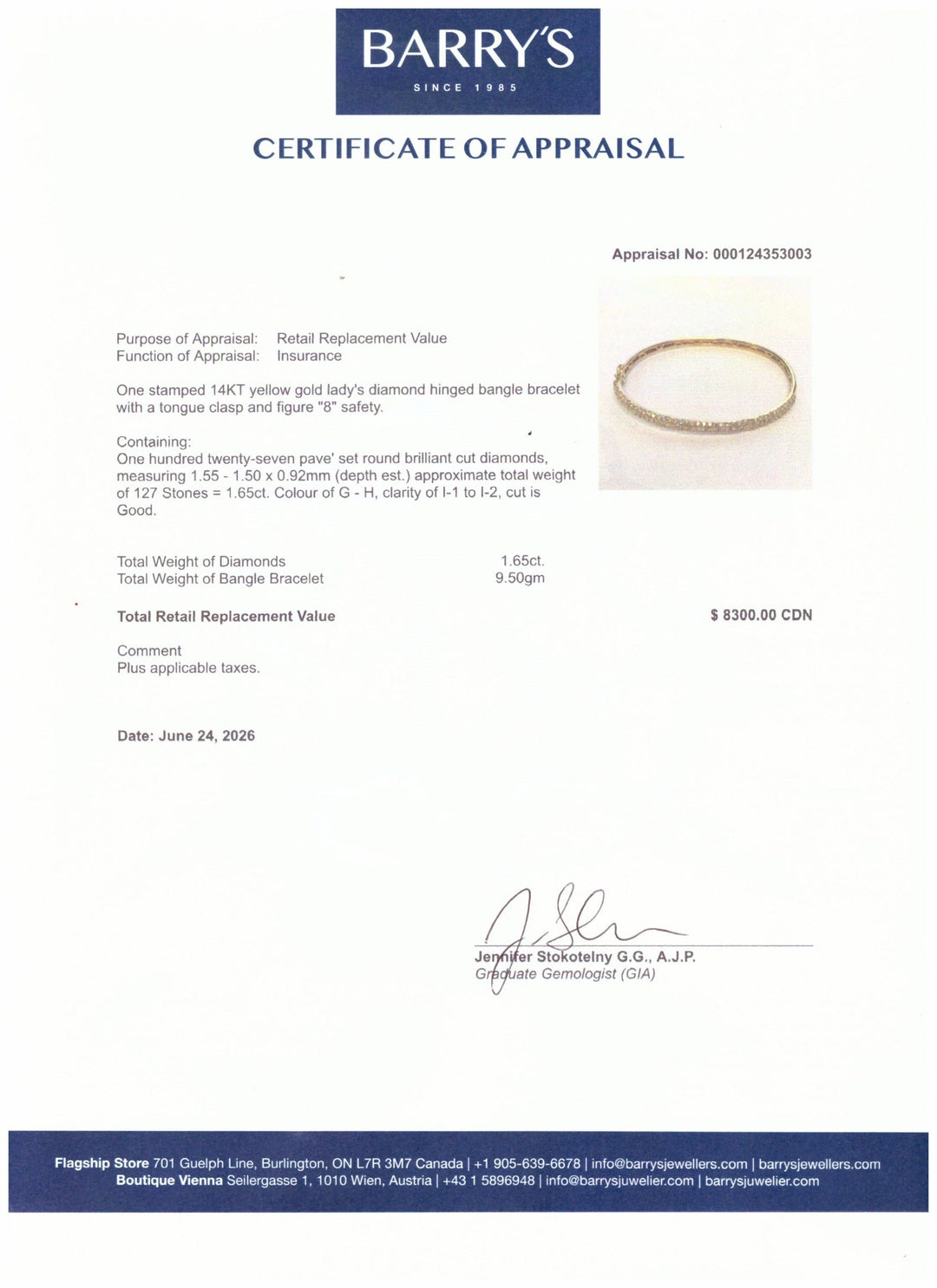 14kt Estate Yellow Gold Diamond Bangle