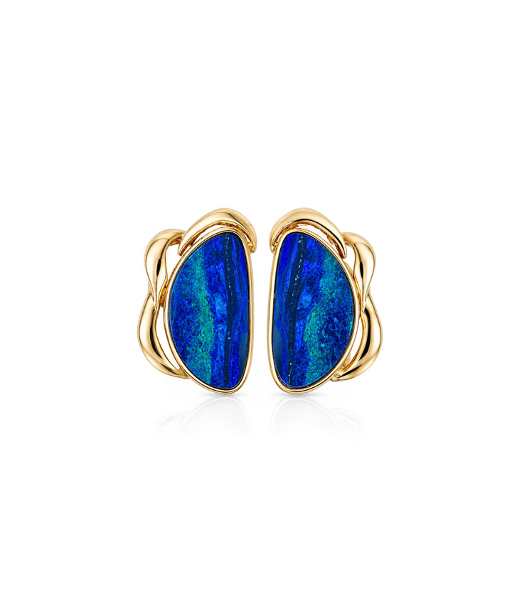 14kt Estate Yellow Gold Opal Earrings