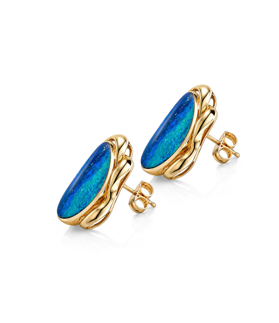 14kt Estate Yellow Gold Opal Earrings