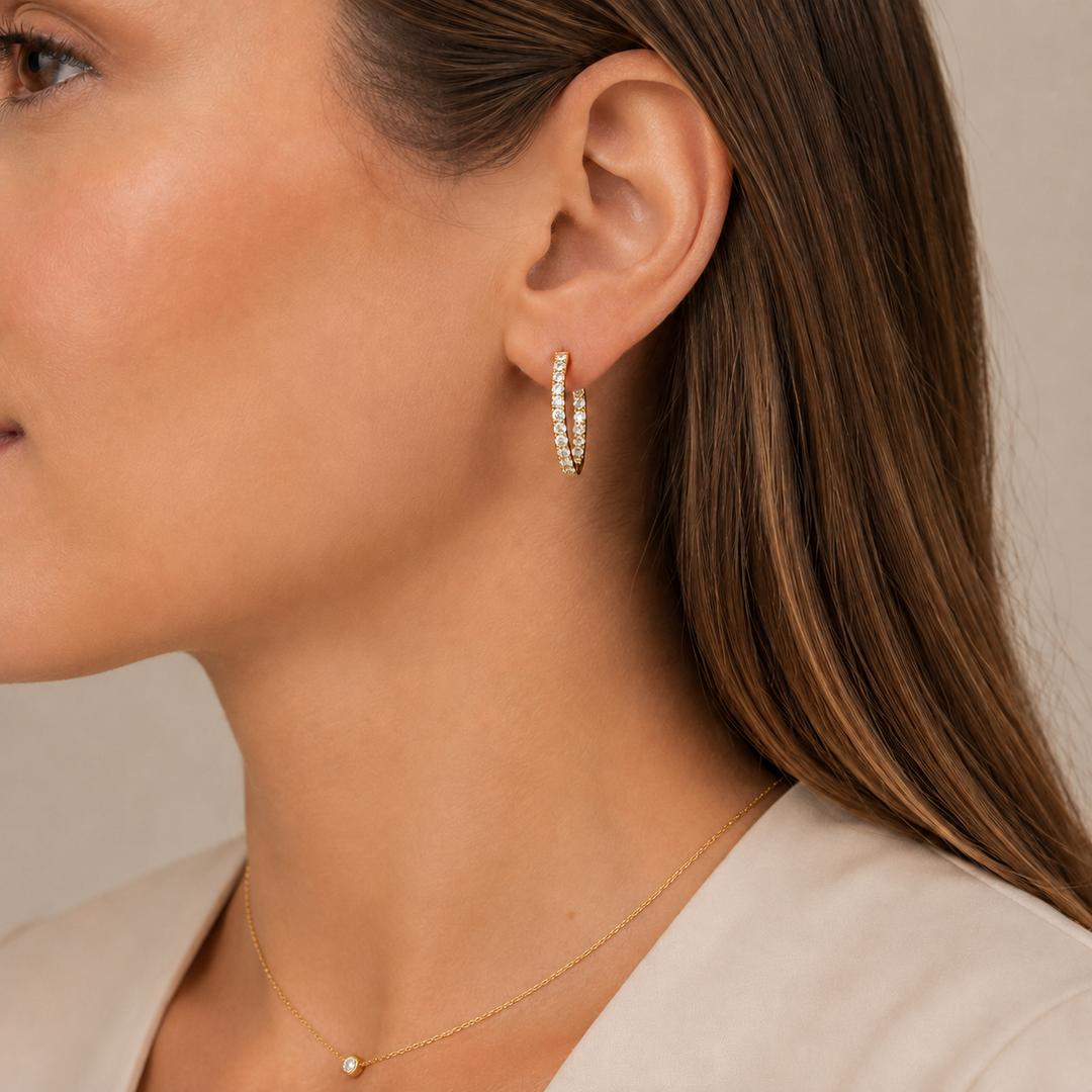 14kt Lab Grown Diamond Hoop Earrings