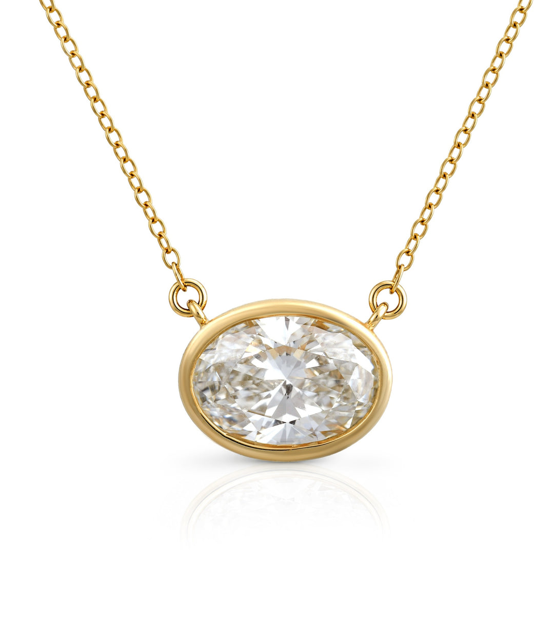 14kt Lab Grown Oval Diamond Necklace
