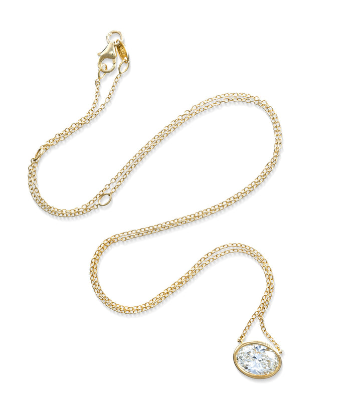 14kt Lab Grown Oval Diamond Necklace