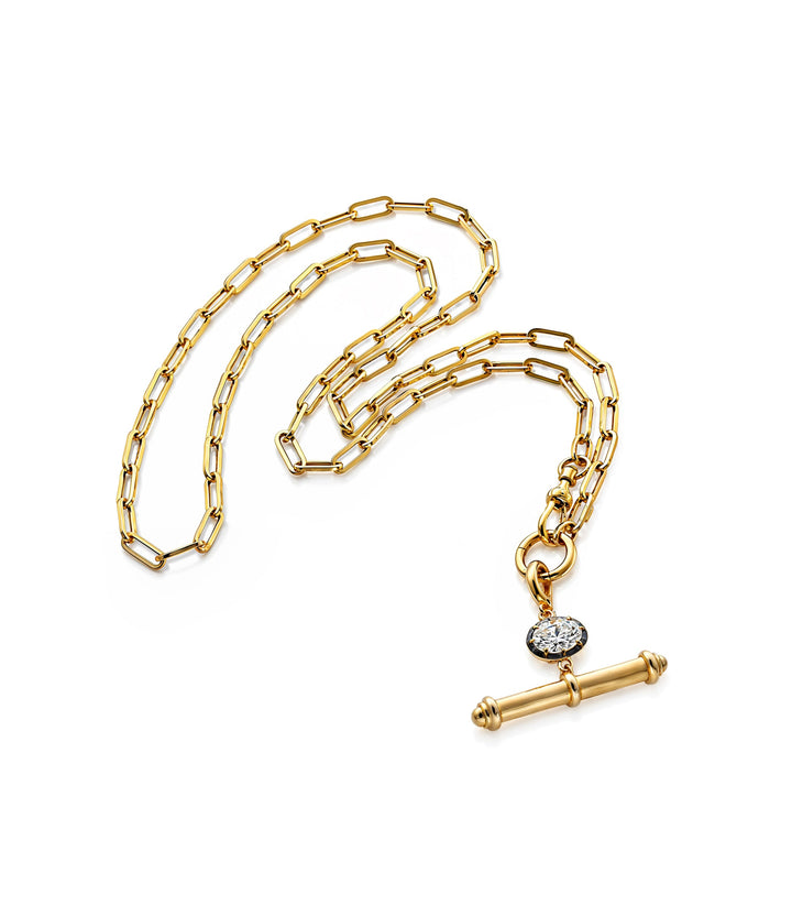 14kt Lab Grown Oval Toggle Diamond Necklace
