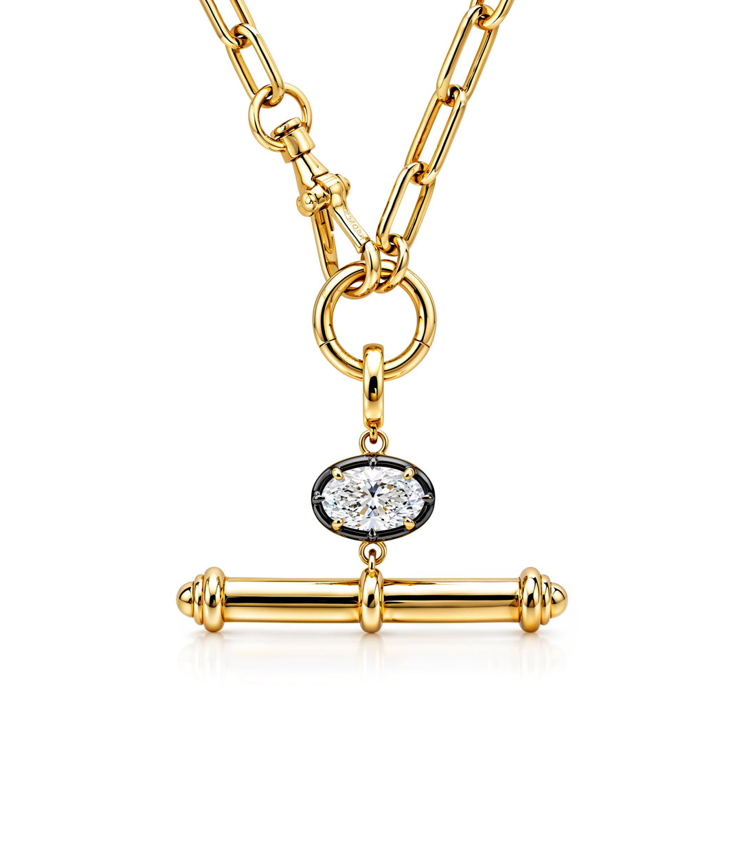 14kt Lab Grown Oval Toggle Diamond Necklace