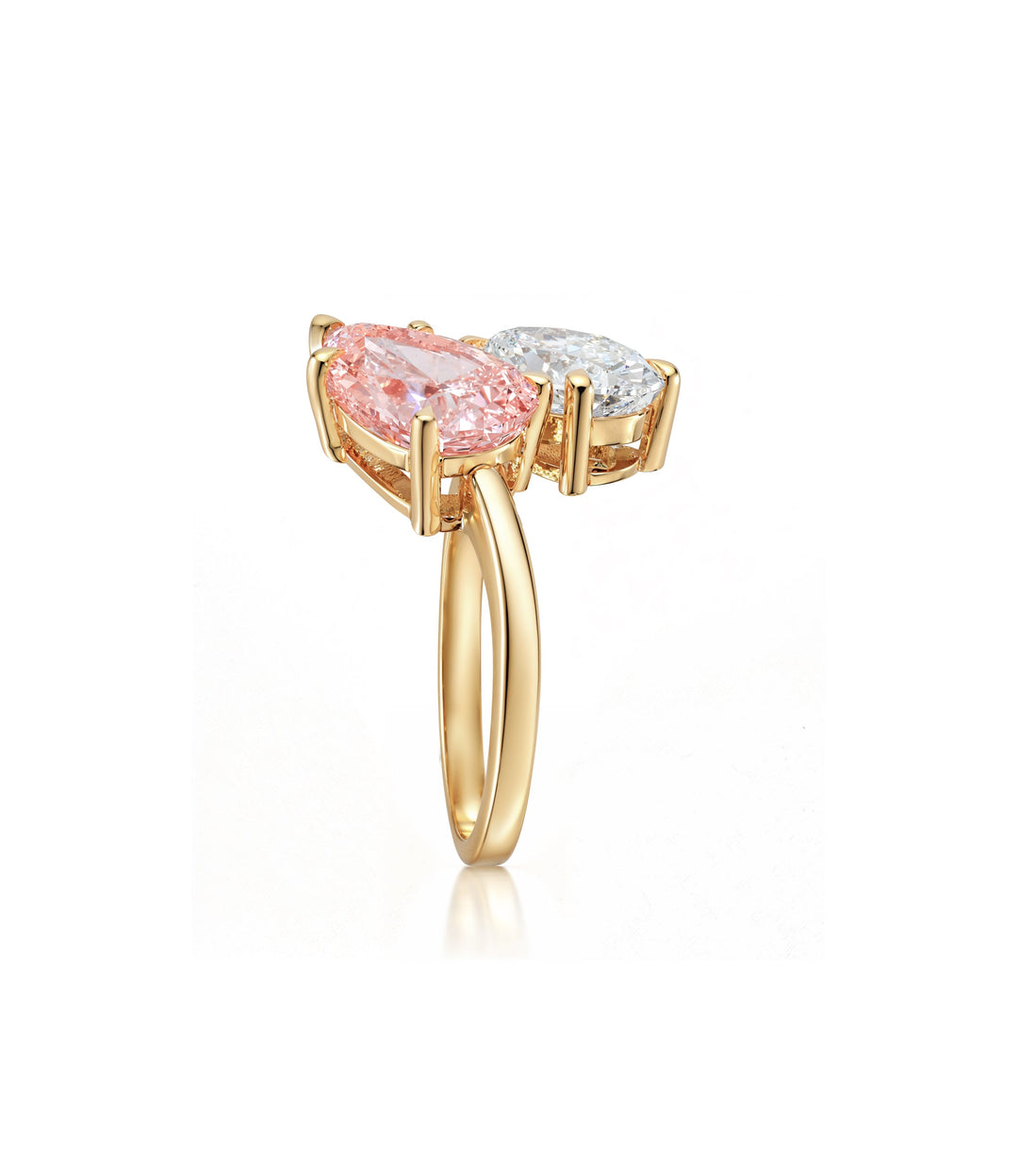 14kt Lab Grown Pink & White Diamond Moi et Toi Ring