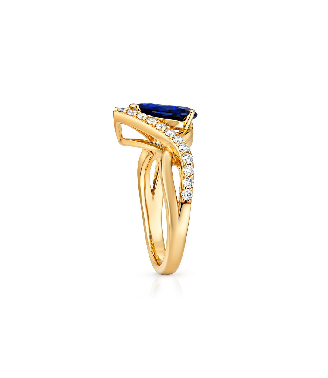 14kt Lab Sapphire Diamond Ring