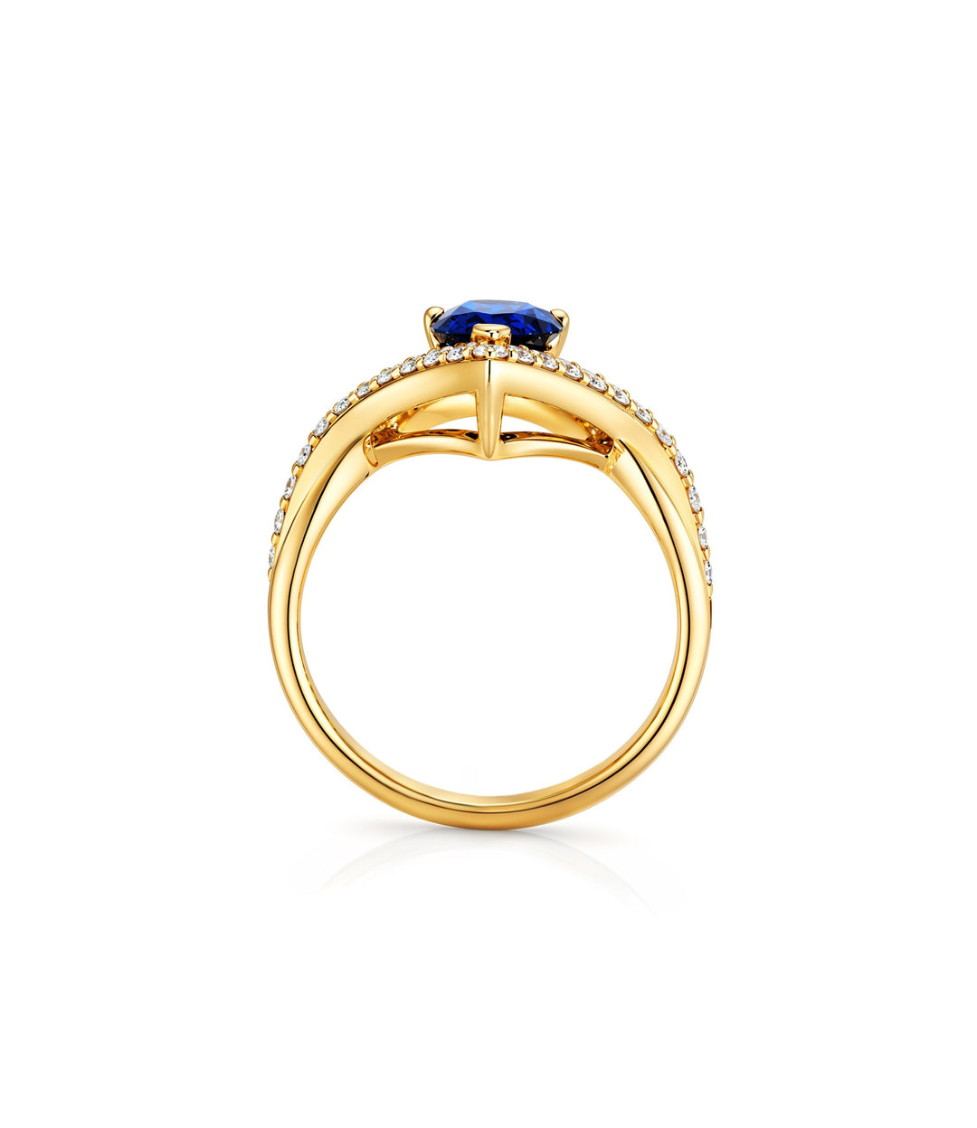 14kt Lab Sapphire Diamond Ring