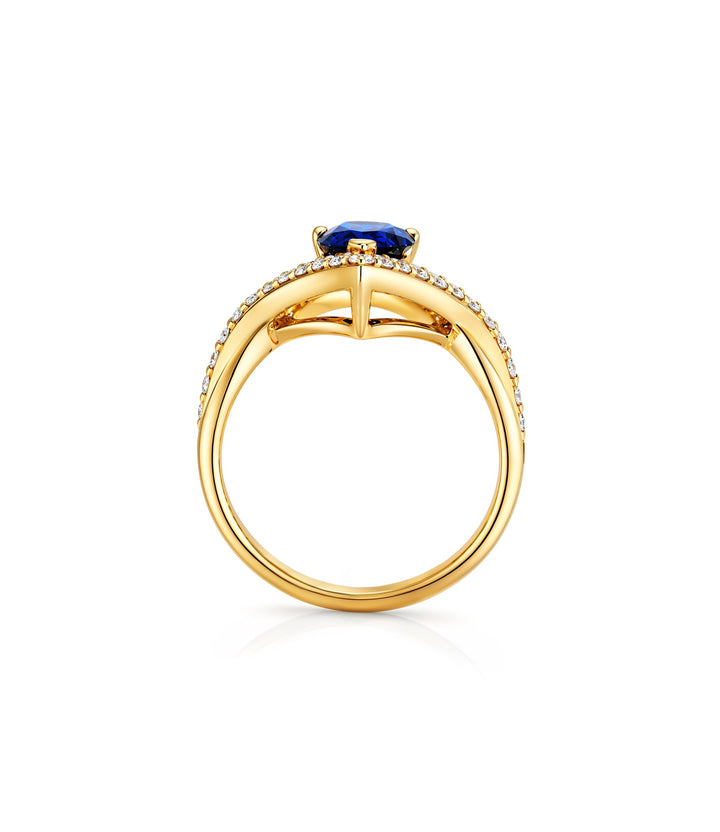 14kt Lab Sapphire Diamond Ring