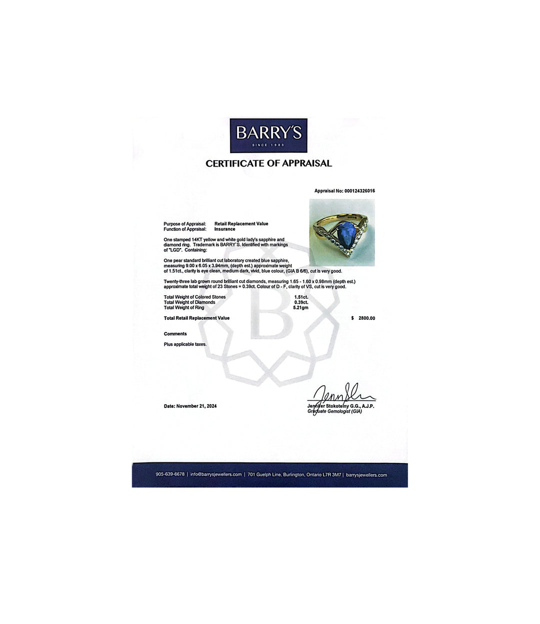 14kt Lab Sapphire Diamond Ring