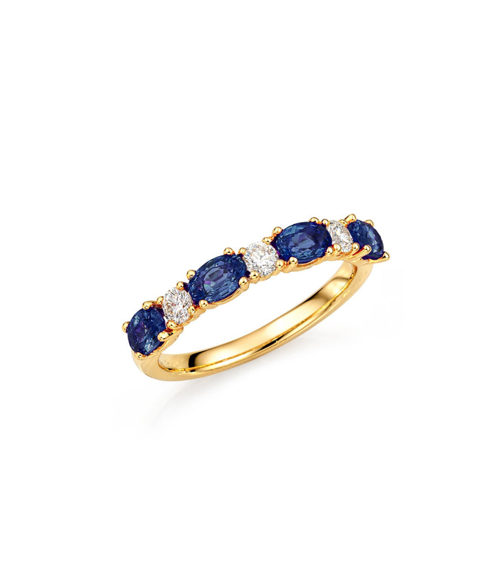 14kt Maple Leaf Diamond Sapphire Band